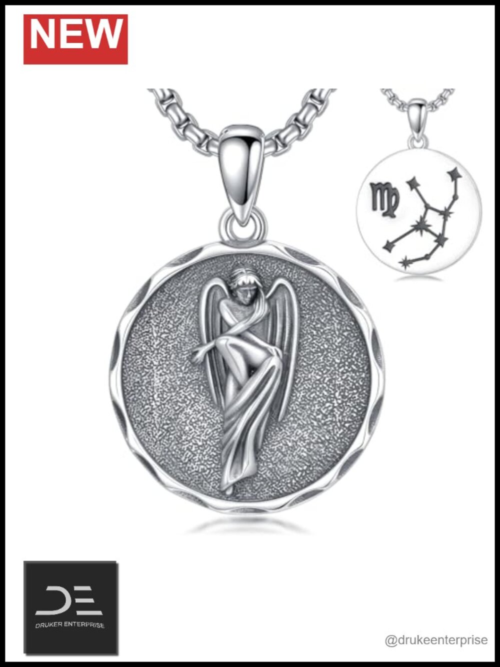 925 Sterling Silver Virgo Zodiac Necklace Constellation Pendant Astrology